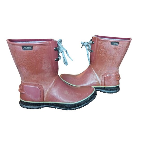 Bogs Urban Farmer Red Rain Snow Waterproof Boots Lace Up Women’s Size 9 - Picture 3 of 11
